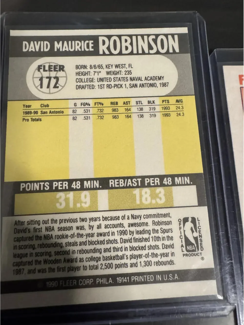 David Robinson 1990  - 3 Cards